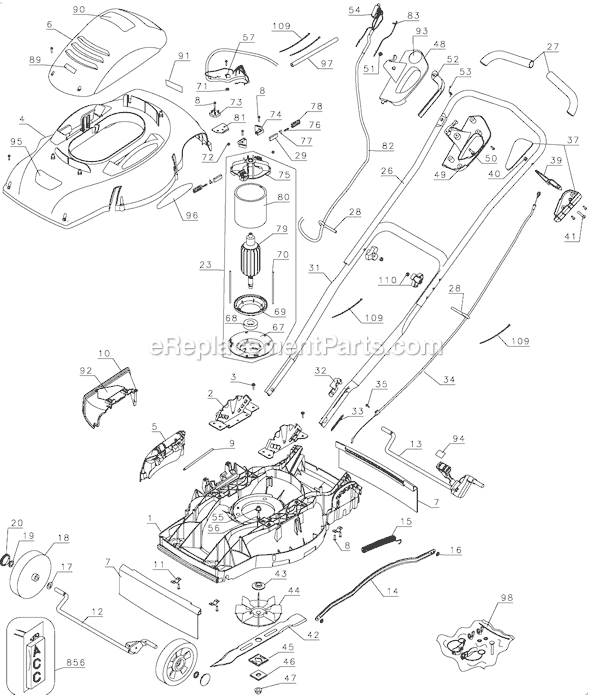 Black & Decker GR388 Type 1 Rotary Mower Spare Parts - Part Shop Direct