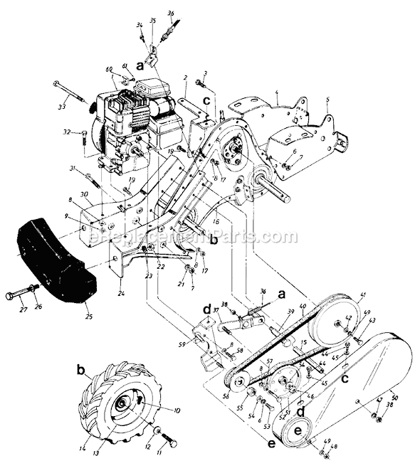 MTD 0434A/850-0035 (1989) 18" 5 HP Chain Drive Tiller Page B Diagram