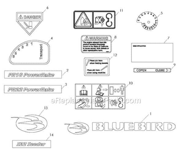 Bluebird S22B5DAC (968999645)(2008-05) Aerator Decals Diagram