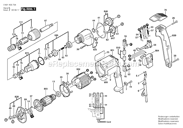Bosch 1405VSR (0601405734) Screwdriver Page A Diagram