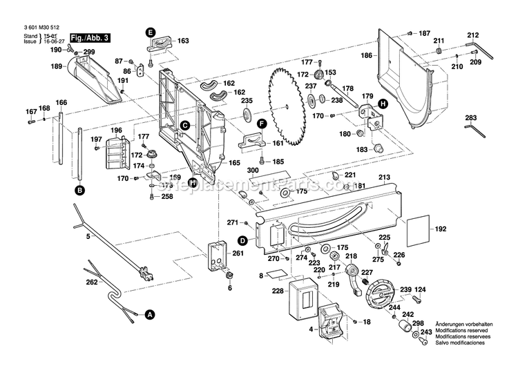 Bosch GTS 1031 (3601M30512) Table Saw Page 3 Diagram