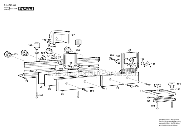 Bosch RA1181 Routing Table 2610927684 eReplacementParts