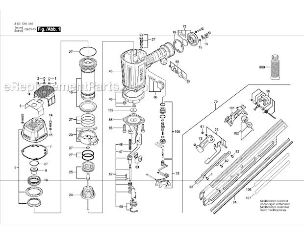 Bosch SN350-34C Clipped Head Framing Nailer Page A Diagram
