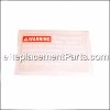 Bosch Warning Plate part number: 1601118F25
