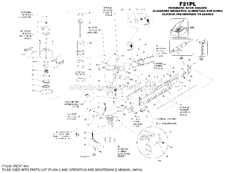 Bostitch F21PL (Type 0) Nailer Power Tool Page A Diagram