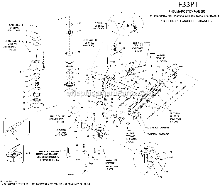 Bostitch F33PT (140020000 and Higher) Nailer Power Tool Page A Diagram