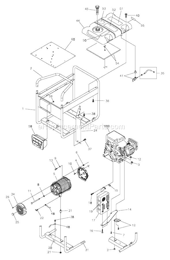 Briggs and Stratton 030430-0 5,500 Watt Portable Generator MainUnit(206893) Diagram