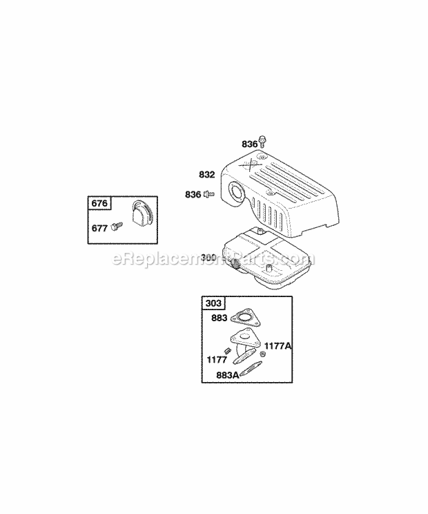 Briggs and Stratton 050032-0130-B1 Engine Exhaust System Diagram
