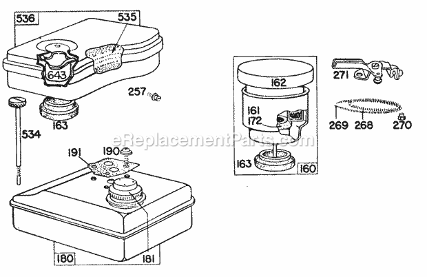 Briggs and Stratton 060202-0194-99 Engine Air Cleaner Fuel Tank Diagram