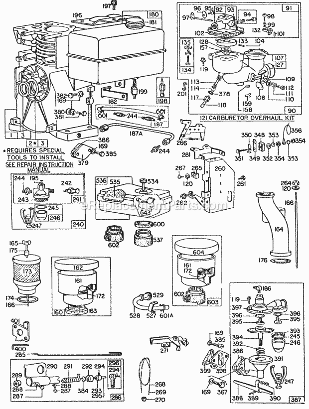 Briggs and Stratton 060401-0132-99 Engine CarburetorsAircleanersFuel Diagram