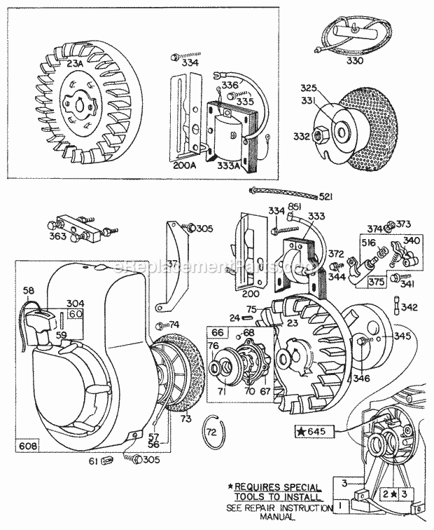 Briggs and Stratton 061101-9405-81 Engine Flywheel Blower Hsg Elect Diagram