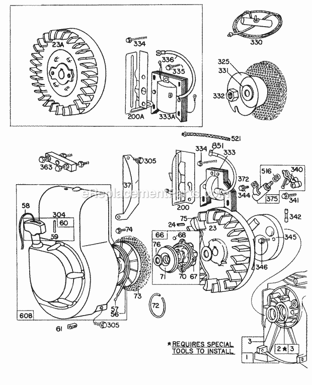 Briggs & Stratton 061251-9495-35 Engine Blower HsgFlywheelsRewind Diagram