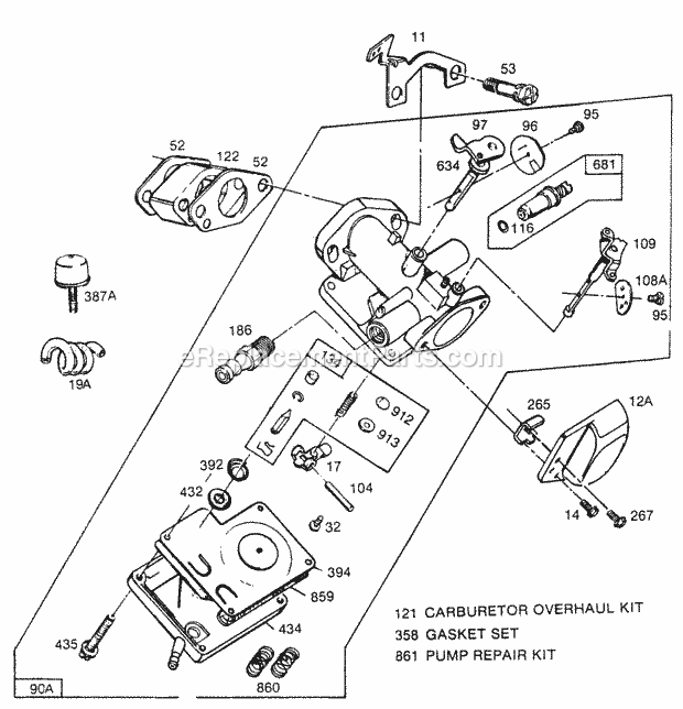 Briggs and Stratton 062032-0632-01 Engine CarburetorWet-Bulb Primer Diagram