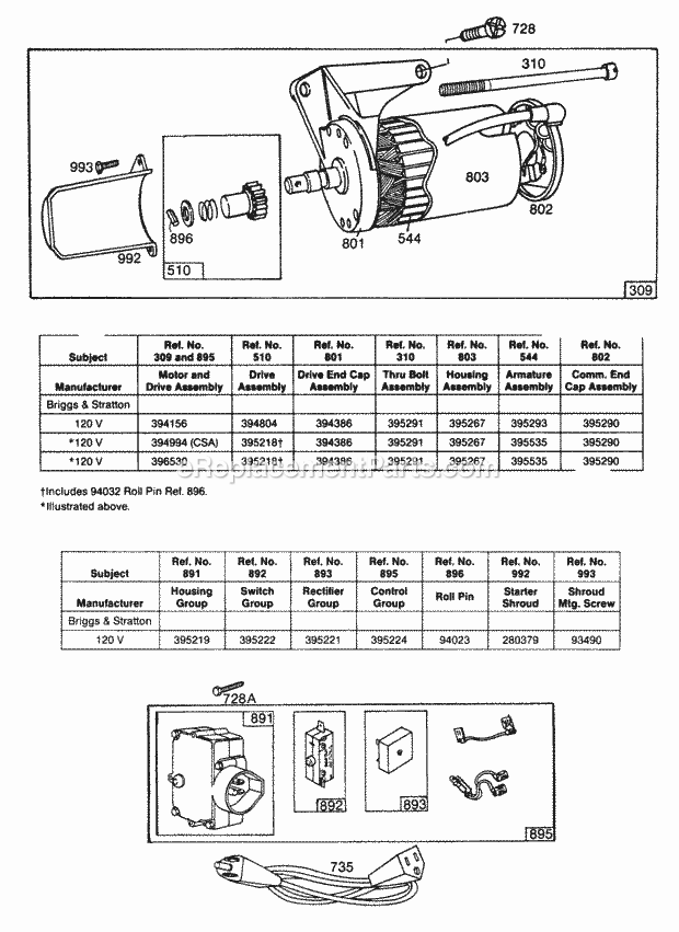 Briggs and Stratton 062032-0632-01 Engine Electric StarterElectrical Diagram
