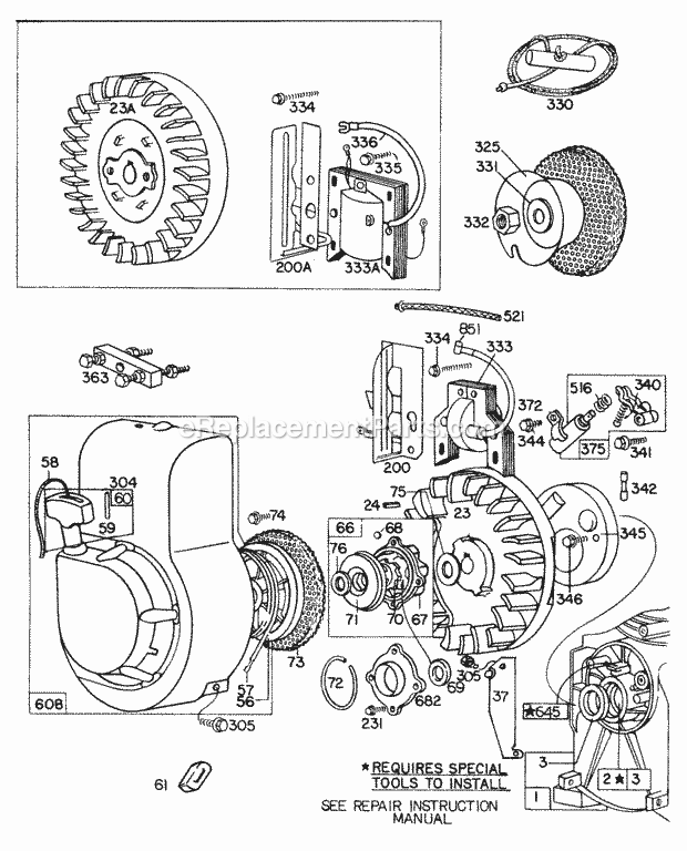 Briggs and Stratton 080202-0659-99 Engine BlowerhsgRewindFlywheels Diagram