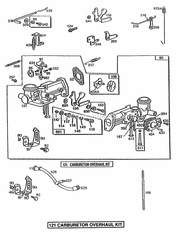 Briggs and Stratton 080202-1676-01 Engine Rotary Choke Carburetor Diagram