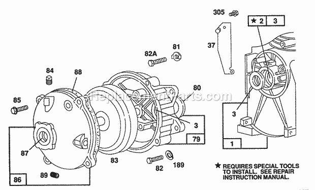 Briggs and Stratton 080202-2221-01 Engine Gear Case Assembly Diagram