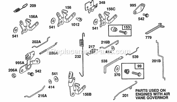 Briggs and Stratton 080202-2221-01 Engine Airvanecarb LinksLevers Diagram