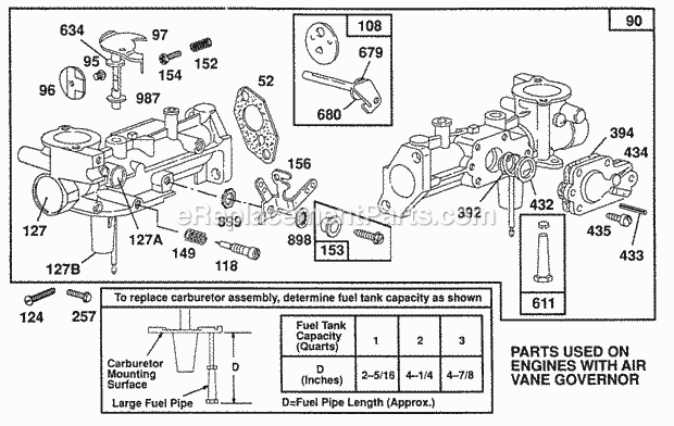 Briggs and Stratton 080202-2221-01 Engine Airvanegov Carburetor Assy Diagram