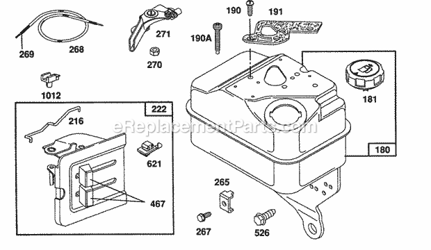 Briggs and Stratton 080202-2221-01 Engine Fuel Tank Control Bracket Diagram