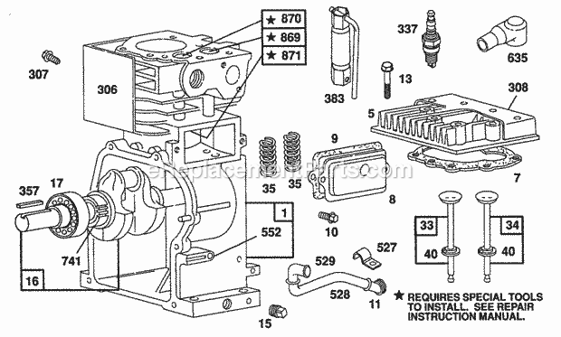 Briggs and Stratton 080202-2235-01 Engine CylinderCylinder Head Diagram