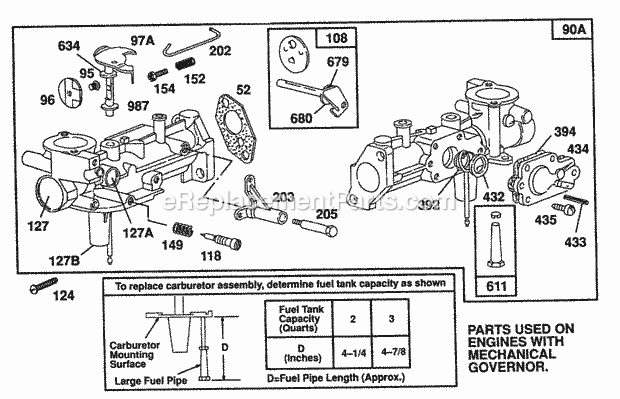 Briggs and Stratton 080202-2320-01 Engine Mech Gov Carburetor Assy Diagram