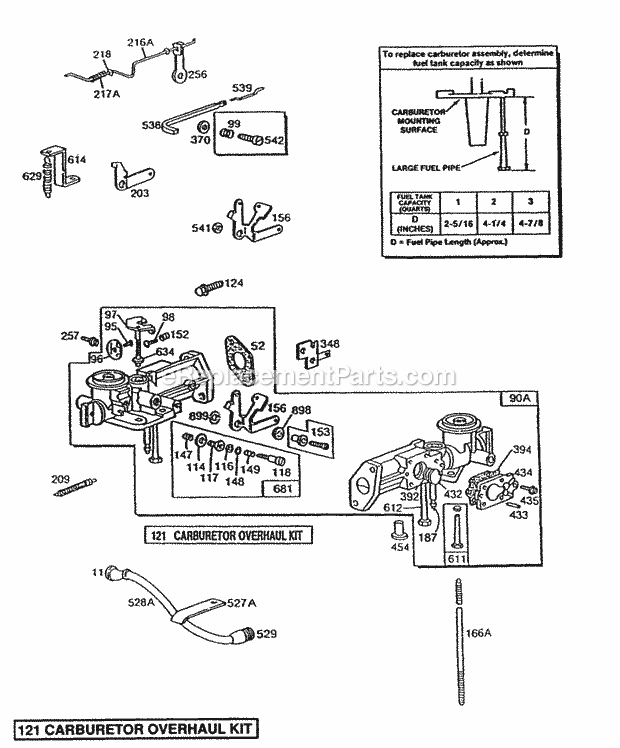 Briggs & Stratton 080231-1625-98 Engine Pull Choke Carburetor Diagram