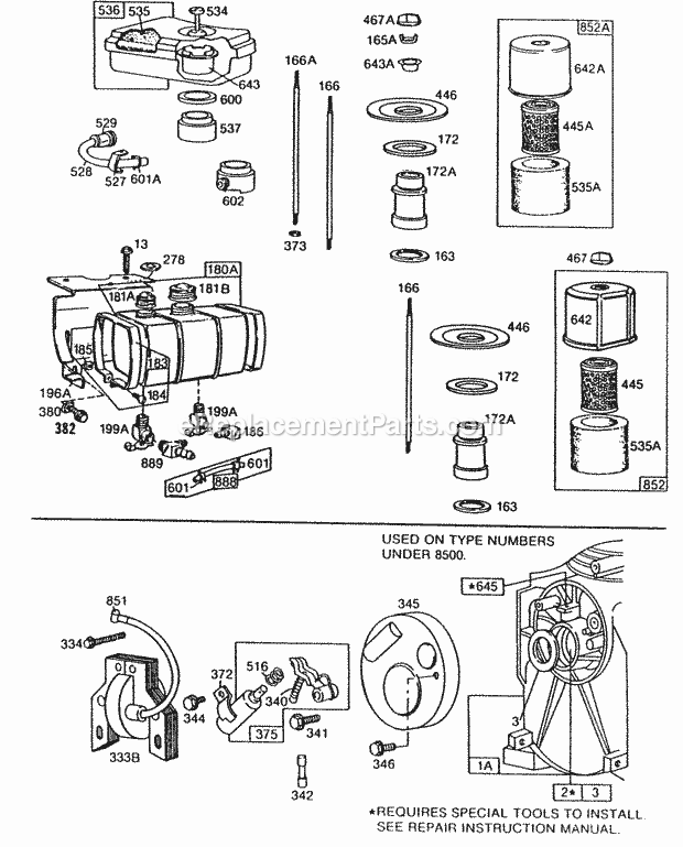 Briggs & Stratton 080431-8561-01 Engine Fuel TankAir CleanerElect Diagram