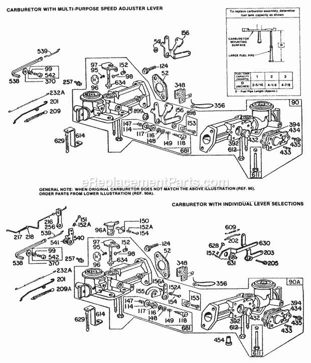 Briggs and Stratton 081202-9486-38 Engine (2) Side Pull Carburetors Diagram