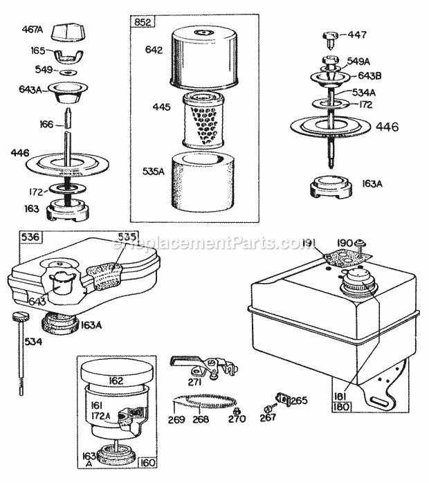 Briggs and Stratton 081211-0115-99 Engine Air Cleaner Grps Fuel Tank Diagram