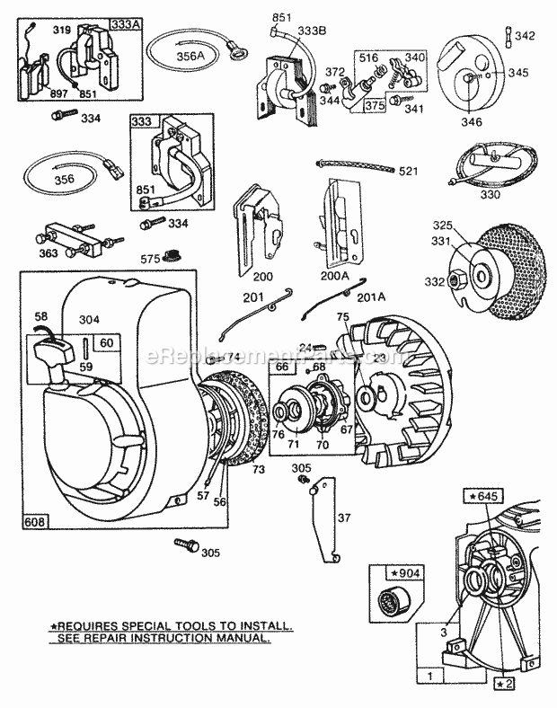Briggs and Stratton 081232-0203-01 Engine Blower HsgRewindElectrical Diagram