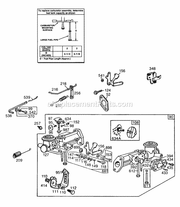 Briggs and Stratton 081251-0103-01 Engine Carburetor Assembly Diagram