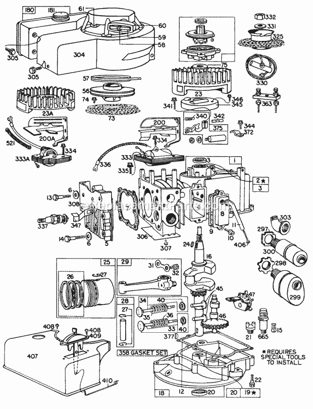 Briggs & Stratton 081702-9445-62 Engine Cyl Mufflers Piston Sump Diagram