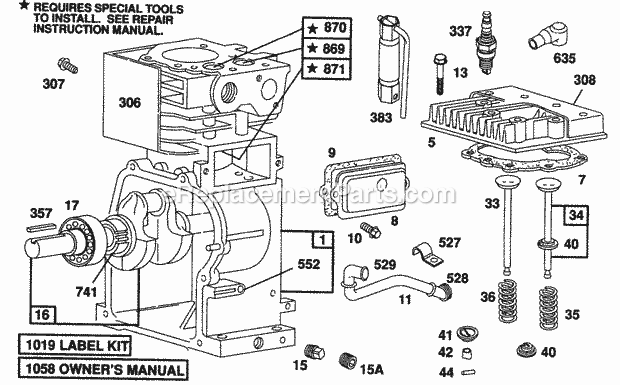 Briggs and Stratton 082212-0393-01 Engine Cylinder Head Cylinder Diagram