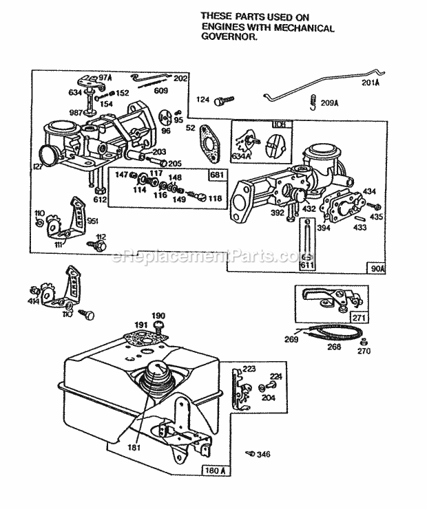 Briggs & Stratton 082232-0133-01 Engine Carburetor AssyFuel Tank Diagram