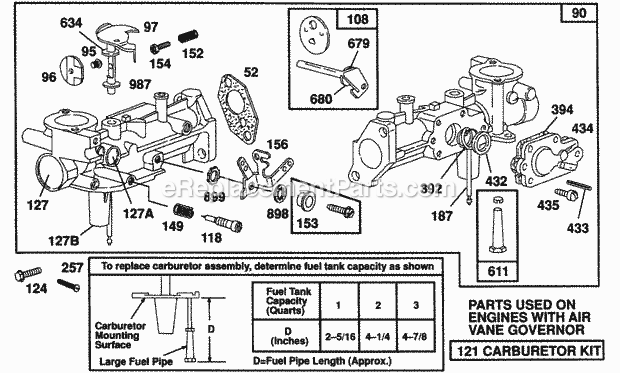 Briggs and Stratton 082232-0311-01 Engine Pulsa Jet Carb (Air Vane) Diagram