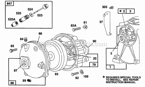 Briggs and Stratton 082232-0321-01 Engine Gear Case Assembly Diagram