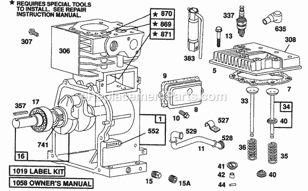 Briggs & Stratton 082232-4016-01 Engine Cylinder Head Cylinder Diagram