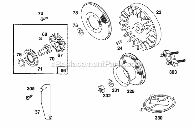 Briggs and Stratton 082331-0146-01 Engine Flywheel And Clutch Assy Diagram