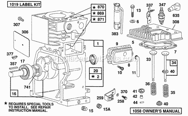 Briggs and Stratton 082352-0131-01 Engine CylinderCylinder Head Diagram