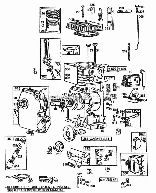 Briggs and Stratton 082432-8130-01 Engine CylinderMufflersPiston Diagram