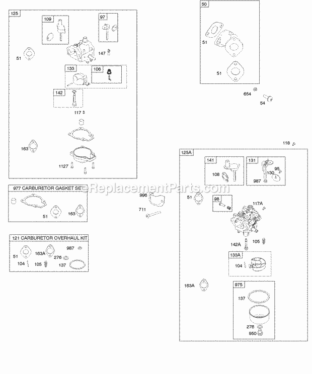 Briggs and Stratton 084132-0120-E1 Engine Carburetor Kit-Carburetor Overhaul Diagram