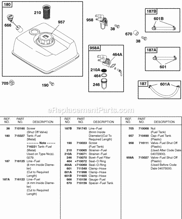 Briggs and Stratton 085432-0036-01 Engine Fuel System Diagram