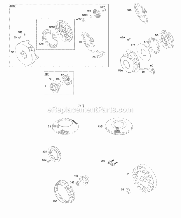 Briggs and Stratton 091202-0109-99 Engine Flywheel Rewind Starter Diagram