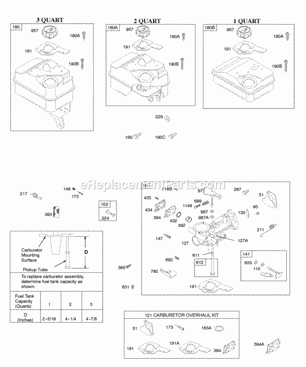 Briggs and Stratton 091232-1034-E1 Engine Carburetor Carburetor Overhaul Kit Fuel Supply Diagram