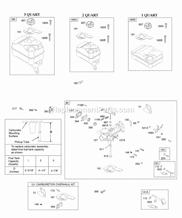 Briggs and Stratton 092202-0142-01 Engine Carburetor Carburetor Overhaul Kit Fuel Supply Diagram