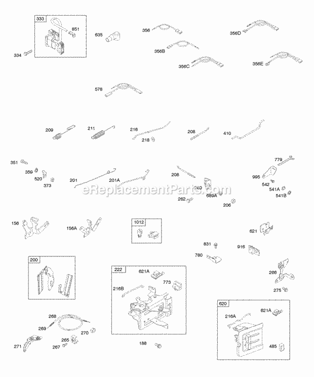 Briggs and Stratton 092202-1242-E1 Engine Controls Governor Spring Ignition Diagram