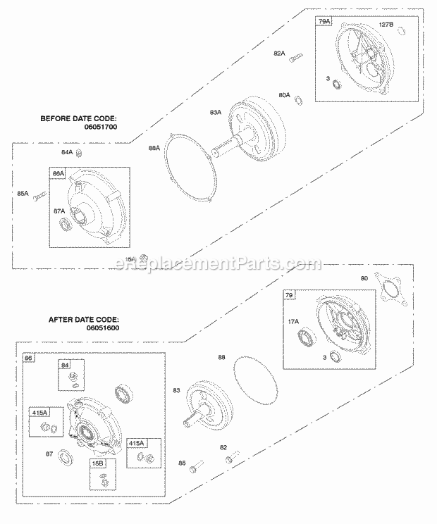 Briggs and Stratton 092202-1242-E1 Engine Gear Reduction Diagram