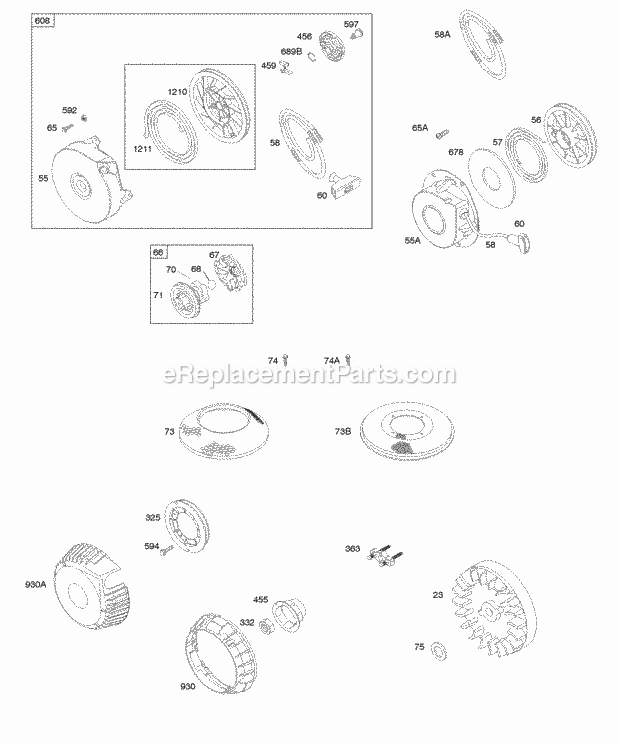 Briggs and Stratton 092232-1008-E1 Engine Flywheel Rewind Starter Diagram
