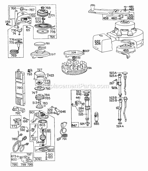 Briggs and Stratton 092501-0164-99 Engine RewindVert PullOil Fill Diagram